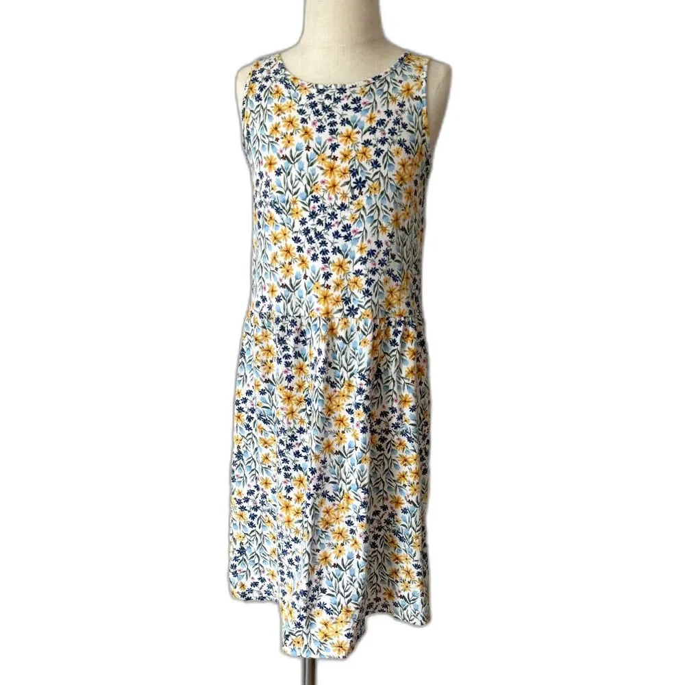 White Spring Flowers Girls Sleeveless Floral Sundress by Old Navy sz Large 10/12
